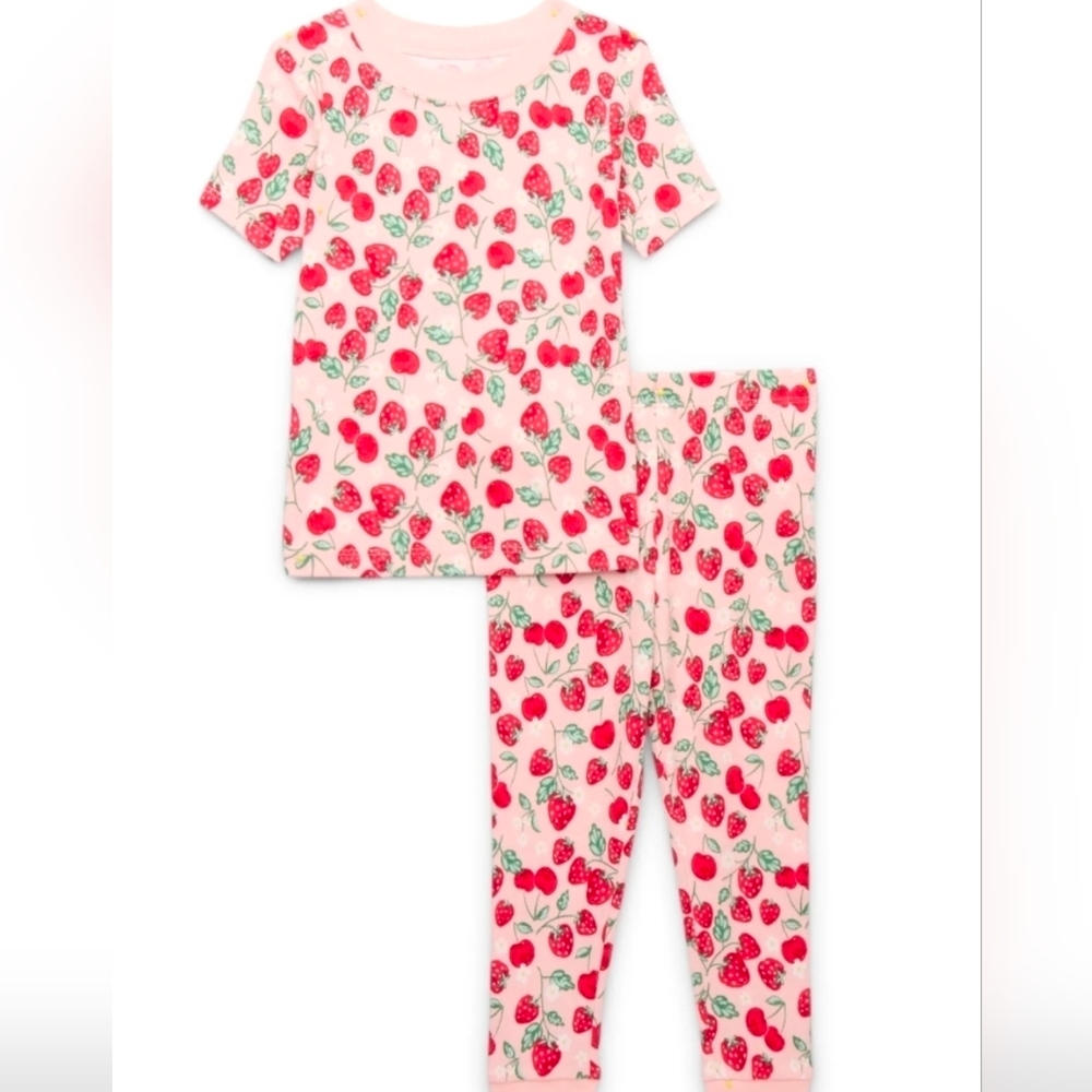 Wonder Nation Strawberry 2 Piece Print Pajama Set 18 Mos NWT